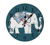 QMNLKH Elephant Pattern Wall Clock for Home, Battery Operated Clock for Hotel, Round Wall Clock with Arabic Numerals Black, Easy to Read, Non-Ticking Clocks for Living Room 25 * 25cm