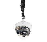 QMNLKH Exquisite Pick Necklace Abstract Background Printed Titanium Steel Pendant Guitar Pick for Men Women Birthday Gift, One Size, titanium steel, No Gemstone