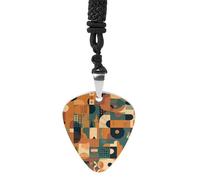 QMNLKH Exquisite Pick Necklace Geometric Shapes Pattern Printed Titanium Steel Pendant Guitar Pick for Men Women Birthday Gift, One Size, titanium steel, No Gemstone