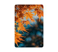 QMNLKH Fall Maple Leaves Plaques for Wall Decor, Personalized Metal Tin Sign for Home, Multifunctional Poster for Office, Fashion Painting for Hallway, Wall Art Pictures, 7.9x11.8Inch