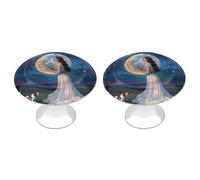 QMNLKH Friendship Under The Giant Moon Cabinet Knobs for Home, Round Drawer Pulls for Kitchen, Personalized Cupboard Handles with Screw, Fashion Dresser Knobs for Office, Drawer Handles, 2 Packs