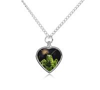 QMNLKH Grasshopper on Grass Pet Cremation Jewelry for Women, Heart-Shaped Urn Necklaces for Ashes, Urn Holder Pendant Keepsake for Men, Dog Cat Necklace Pendants for Gift