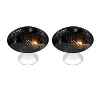 QMNLKH Grim Reaper Cabinet Knobs for Home, Round Drawer Pulls for Kitchen, Personalized Cupboard Handles with Screw, Fashion Dresser Knobs for Office, Drawer Handles, 2 Packs