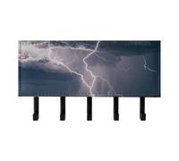 QMNLKH Highway Tornado Lightning Wall Mounted Key Rack for Home, No Drilling Key Holder with 5 Hooks, Self Adhesive Keys Chain Organizer for Hallway, Keys Hanger Shelf for Office, Doorway Black