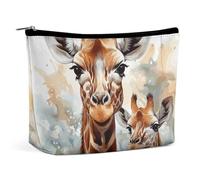 QMNLKH Ladies Makeup Bag Travel Toiletries Bag Bee Love Honey Printed Portable Cosmetic Bag Suitable for Vacation Travel, Watercolor Deer Giraffe, One Size