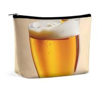 QMNLKH Ladies Makeup Bag Travel Toiletries Bag Bee & Sunflowers Printed Portable Cosmetic Bag Suitable for Vacation Travel, Beer foam, One Size