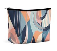 QMNLKH Ladies Makeup Bag Travel Toiletries Bag Candy Canes in A Circle Printed Portable Cosmetic Bag Suitable for Vacation Travel, Geometric Modernism, One Size
