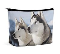 QMNLKH Ladies Makeup Bag Travel Toiletries Bag Cute Rooster Chickens Printed Portable Cosmetic Bag Suitable for Vacation Travel, Husky Dogs, One Size