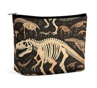 QMNLKH Ladies Makeup Bag Travel Toiletries Bag Dragonfly Pattern Printed Portable Cosmetic Bag Suitable for Vacation Travel, Dinosaur Skeleton Print, One Size