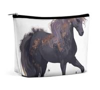 QMNLKH Ladies Makeup Bag Travel Toiletries Bag Flowers in The Sun Printed Portable Cosmetic Bag Suitable for Vacation Travel, Purple Horse, One Size