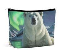 QMNLKH Ladies Makeup Bag Travel Toiletries Bag Freight Train Running Travelling Arizona Desert Printed Portable Cosmetic Bag Suitable for Vacation Travel, Northern Lights Polar Bear, One Size