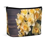 QMNLKH Ladies Makeup Bag Travel Toiletries Bag Freight Train Running Travelling Arizona Desert Printed Portable Cosmetic Bag Suitable for Vacation Travel, Bouquet of Daffodils, One Size
