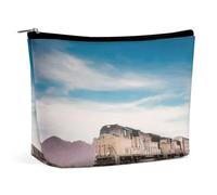 QMNLKH Ladies Makeup Bag Travel Toiletries Bag Freight Train Running Travelling Arizona Desert Printed Portable Cosmetic Bag Suitable for Vacation Travel, Freight Train Running Travelling Arizona Dese