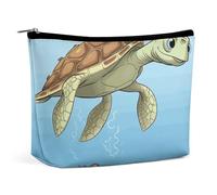 QMNLKH Ladies Makeup Bag Travel Toiletries Bag Mexican Folk Art Printed Portable Cosmetic Bag Suitable for Vacation Travel, Finding Sea Turtles, One Size