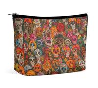QMNLKH Ladies Makeup Bag Travel Toiletries Bag Mexican Folk Art Printed Portable Cosmetic Bag Suitable for Vacation Travel, Mexican folk art, One Size