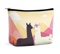 QMNLKH Ladies Makeup Bag Travel Toiletries Bag Red Poppy Flowers Printed Portable Cosmetic Bag Suitable for Vacation Travel, Alpacas in Love in The Mountains, One Size