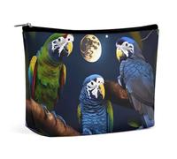QMNLKH Ladies Makeup Bag Travel Toiletries Bag The Lodge Bear Deer Printed Portable Cosmetic Bag Suitable for Vacation Travel, three parrots, One Size
