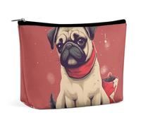 QMNLKH Ladies Makeup Bag Travel Toiletries Bag Two Butterflies at Sunset Printed Portable Cosmetic Bag Suitable for Vacation Travel, Imaginative Pug, One Size