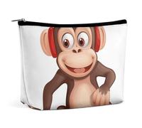 QMNLKH Ladies Makeup Bag Travel Toiletries Bag Yellow Lemon Printed Portable Cosmetic Bag Suitable for Vacation Travel, Naughty monkey, One Size