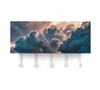QMNLKH Magnificent Rainstorm Cloud Wall Mounted Key Rack for Home, No Drilling Key Holder with 5 Hooks, Self Adhesive Keys Chain Organizer for Hallway, Keys Hanger Shelf for Office, Doorway White