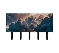 QMNLKH Magnificent Rainstorm Cloud Wall Mounted Key Rack for Home, No Drilling Key Holder with 5 Hooks, Self Adhesive Keys Chain Organizer for Hallway, Keys Hanger Shelf for Office, Doorway Black