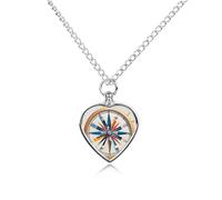 QMNLKH Maritime Sailboat Compass Pet Cremation Jewelry for Women, Heart-Shaped Urn Necklaces for Ashes, Urn Holder Pendant Keepsake for Men, Dog Cat Necklace Pendants for Gift