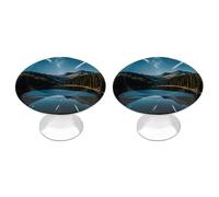 QMNLKH Meteors in The Night Sky Cabinet Knobs for Home, Round Drawer Pulls for Kitchen, Personalized Cupboard Handles with Screw, Fashion Dresser Knobs for Office, Drawer Handles, 2 Packs