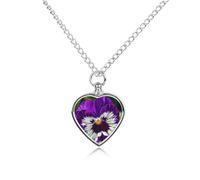 QMNLKH Pansy Perfection Pet Cremation Jewelry for Women, Heart-Shaped Urn Necklaces for Ashes, Urn Holder Pendant Keepsake for Men, Dog Cat Necklace Pendants for Gift
