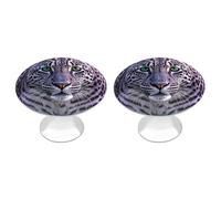 QMNLKH Purple Leopard Cabinet Knobs for Home, Round Drawer Pulls for Kitchen, Personalized Cupboard Handles with Screw, Fashion Dresser Knobs for Office, Drawer Handles, 2 Packs
