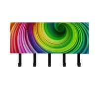 QMNLKH Rainbow Spiral Wall Mounted Key Rack for Home, No Drilling Key Holder with 5 Hooks, Self Adhesive Keys Chain Organizer for Hallway, Keys Hanger Shelf for Office, Doorway Black