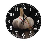 QMNLKH Raw Garlic Wall Clock for Home, Battery Operated Clock for Hotel, Round Wall Clock with Arabic Numerals White, Easy to Read, Non-Ticking Clocks for Living Room 30 * 30cm