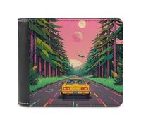 QMNLKH Science Fiction Style Robotic Car Wallet for Men, Capacity Bifold Passcase with Card Slots for Travel, Slim Money Clip with Coin Purse, Leather RFID Blocking Wallets with ID Windows for Gift
