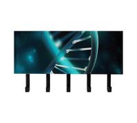 QMNLKH Science Gene Strand Wall Mounted Key Rack for Home, No Drilling Key Holder with 5 Hooks, Self Adhesive Keys Chain Organizer for Hallway, Keys Hanger Shelf for Office, Doorway Black