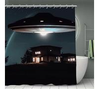 QMNLKH Spacecraft at Night Shower Curtain with Hooks, Waterproof Bath Curtains for Bathroom, Lightweight Bath Curtains Liner for Hotel, Personalized Bath Curtain for Spa, 70.8 Inch
