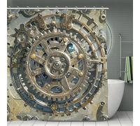 QMNLKH Steampunk Mechanical Gears Shower Curtain with Hooks, Waterproof Bath Curtains for Bathroom, Lightweight Bath Curtains Liner for Hotel, Personalized Bath Curtain for Spa, 70.8 Inch