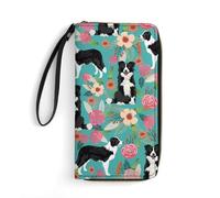 QMNLKH Stylish And Durable African Style Patchwork Printed Leather Wallet: A Must-have Storage Bag for The Holidays, Suitable for Storing ID Cards, Various Cards And Change, Border Collie Florals