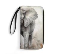 QMNLKH Stylish And Durable African Style Patchwork Printed Leather Wallet: A Must-have Storage Bag for The Holidays, Suitable for Storing ID Cards, Various Cards And Change, Animals Cute Elephant
