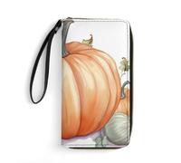 QMNLKH Stylish And Durable African Style Patchwork Printed Leather Wallet: A Must-have Storage Bag for The Holidays, Suitable for Storing ID Cards, Various Cards And Change, Fall Watercolor Pumpkins