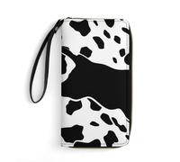 QMNLKH Stylish And Durable Bohemian Elephant Pattern Printed Leather Wallet: A Must-have Storage Bag for The Holidays, Suitable for Storing ID Cards, Various Cards And Change, Black and White Cow