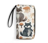 QMNLKH Stylish And Durable Bohemian Elephant Pattern Printed Leather Wallet: A Must-have Storage Bag for The Holidays, Suitable for Storing ID Cards, Various Cards And Change, Raccoon Animals