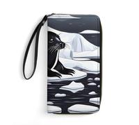 QMNLKH Stylish And Durable Bohemian Elephant Pattern Printed Leather Wallet: A Must-have Storage Bag for The Holidays, Suitable for Storing ID Cards, Various Cards And Change, Seals on ice