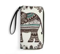 QMNLKH Stylish And Durable Bohemian Elephant Pattern Printed Leather Wallet: A Must-have Storage Bag for The Holidays, Suitable for Storing ID Cards, Various Cards And Change, Bohemian Elephant