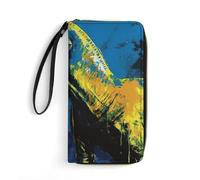 QMNLKH Stylish And Durable Cartoon Two Foxes Printed Leather Wallet: A Must-have Storage Bag for The Holidays, Suitable for Storing ID Cards, Various Cards And Change, Dinosaur Poster, 19.7x10.5cm