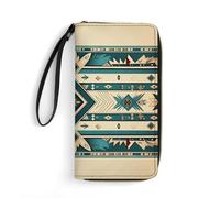 QMNLKH Stylish And Durable Cartoon Two Foxes Printed Leather Wallet: A Must-have Storage Bag for The Holidays, Suitable for Storing ID Cards, Various Cards And Change, Bohemian Pattern, 19.7x10.5cm