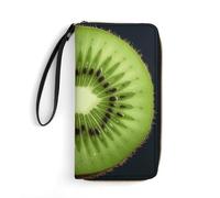 QMNLKH Stylish And Durable Cute Penguin with Balloon Printed Leather Wallet: A Must-have Storage Bag for The Holidays, Suitable for Storing ID Cards, Various Cards And Change, Kiwi Slice, 19.7x10.5cm