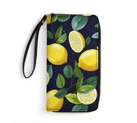 QMNLKH Stylish And Durable Cute Penguin with Balloon Printed Leather Wallet: A Must-have Storage Bag for The Holidays, Suitable for Storing ID Cards, Various Cards And Change, Lemon fruit, 19.7x10.5cm