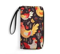 QMNLKH Stylish And Durable Cute Penguin with Balloon Printed Leather Wallet: A Must-have Storage Bag for The Holidays, Suitable for Storing ID Cards, Various Cards And Change, Cute Rooster Chickens