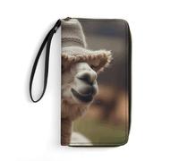 QMNLKH Stylish And Durable Cute Sloth Sleeping Printed Leather Wallet: A Must-have Storage Bag for The Holidays, Suitable for Storing ID Cards, Various Cards And Change, Alpaca Wearing a Hat
