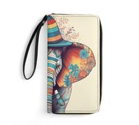 QMNLKH Stylish And Durable Elephant Wearing Hat Printed Leather Wallet: A Must-have Storage Bag for The Holidays, Suitable for Storing ID Cards, Various Cards And Change, Elephant Wearing Hat