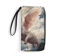 QMNLKH Stylish And Durable Fantastic Dog Printed Leather Wallet: A Must-have Storage Bag for The Holidays, Suitable for Storing ID Cards, Various Cards And Change, Flying Pattern Pets, 19.7x10.5cm